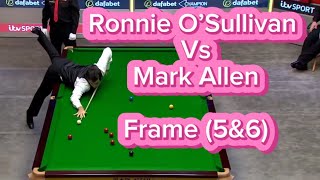 Semi Final Frame 5amp6 Ronnie O’Sullivan Vs Mark Allen  Champion of Champions 2016 [upl. by Elyrpa]