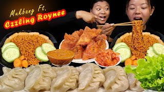 Mukbang Ft czzlingroynee🤩Eating Juicy Pork Momo Chicken Diamond amp Spicy Noodles Eating Show [upl. by Esme]