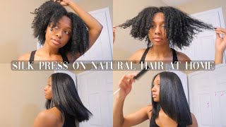 HOW TO SILK PRESS TYPE 4 NATURAL HAIR AT HOME  CURLY TO STRAIGHT  NO FRIZZ [upl. by Eseerehs887]