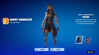 How To COMPLETE ALL FELINA BONUS GOALS QUESTS CHALLENGES in Fortnite Felina Skin Quests Guide [upl. by Enilecram]