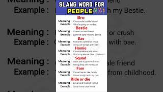 people Slang word for  लोगों के लिए कठबोली शब्द  2024 English speaking [upl. by Betthel]