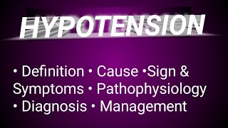 HYPOTENSION in hindi  low blood pressure cause  sign and Symptoms diagnosis [upl. by Sucramej]