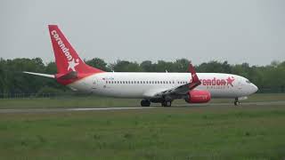 Corendon Airlines B737800 Takeoff Groningen Airport Eelde [upl. by Nnahgem308]