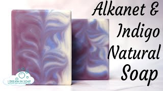 How to make Natural Lavender alkanet and indigo cold process soap Taiwan swirl variation [upl. by Karee]