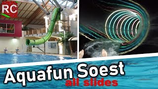 AquaFun Soest  alle Rutschen  all slides mit FunAconda POVs 2018 [upl. by Jelsma]