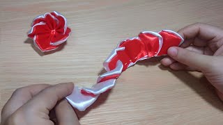 DIY Satin Ribbon Rose flowers  How to make ribbon rose  DIY Ribbon Flowers  Ribbon Art Craft [upl. by Geiss]