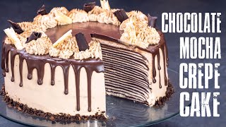 Chocolate Mocha Crepe Cake  NoBake Dessert [upl. by Sikram]