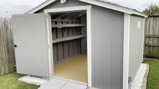 SR600 Tuff Shed 10x10 Dover Grey and White  Gravel Foundation Heavy Duty Ramps [upl. by Franz]