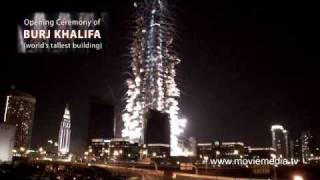 Worlds tallest building Burj Khalifa Burj Dubai opening ceremony fireworks Best view [upl. by Dnesnwot886]