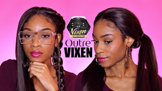 Vixen Wig Try On Outre Synthetic Lace Front Wig 4Way Part Swiss X Yaki [upl. by Xad]