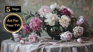 Vintage Peony TV Art  4K TV Frame Art Screensaver  No Music [upl. by Iris254]