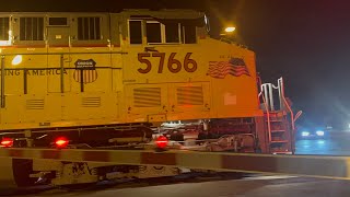 UP 5766 New paint C44ACM leads CSX B714 through Hillsborough NJ with a fouled K3LA horn 952023 [upl. by Htedirem]