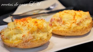 PATATAS RELLENAS DE BACON QUESO DELICIOSAS [upl. by Aihsetel608]