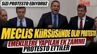 CHPliler Mecliste Emeklilere yapılan ek zammı protesto etti Bu utanç vericidir [upl. by Arrak31]