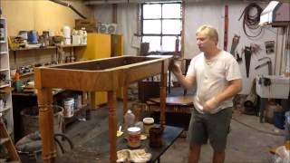 PADDED SHELLAC ON ANTIQUE TABLE BASE  RESTORATION WOOD FINISHING [upl. by Rabma]