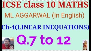 Linear InequationsQ7 to 12  mlAggarwal  ICSE class 10 maths in English  chapter4 [upl. by Auos]