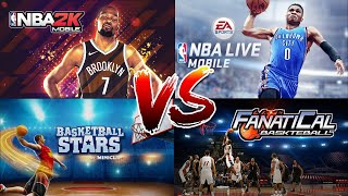 NBA 2K21 Mobile VS NBA Live Mobile VS Fanatical Basketball VS Basketball Stars [upl. by Sussi]