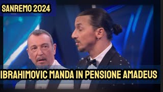 Sanremo 2024 Zlatan Ibrahimovic torna sul palco e manda in pensione Amadeus [upl. by Neilson170]