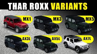 Mahindra Thar Roxx Variants Explained  Thar Roxx All Variants Price  Color and Features [upl. by Urana823]