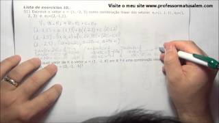 Álgebra Linear  2  6  combinação linear  exerc resol 1 [upl. by Nabetse]