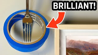 Hang items effortlessly using painters tape trick for keyholes Household hack easy precise hanging [upl. by Enaile]