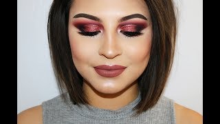 BURGUNDY GALOR  HUDA BEAUTY DUPE PALETTE  VICKY OLIVA [upl. by Edda305]