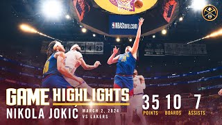 Nikola Jokić Full Game Highlights vs Lakers 🎥 [upl. by Asir337]