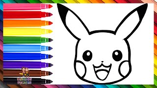 Dibuja y Colorea A Pikachu de Pokémon ⚡🌈 Dibujos Para Niños [upl. by Anilag]