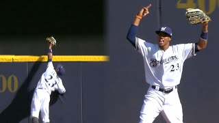 Keon Broxtons homerunrobbing gamesaving catch [upl. by Lorna500]