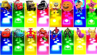 Bus Eater 🆚 Lightning McQueen 🆚 Sheriff Labrador 🆚 Spider Man 🆚 Pikachu Tiles Hop Edm Rush [upl. by Teragram420]