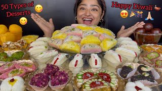 HAPPY DIWALI 2024 🎉🎊 MALAI SANDWICHES MALAI RASGULLA KALA JAMUN RAJBHOG KAJU SWEETS  MUKBANG [upl. by Ciapha]