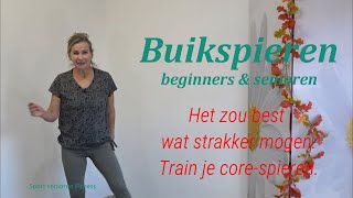 Staand Buikspieroefeningen beginner senioren thuis  ABS strakke platte buik amp sixpack over 50 [upl. by Macfarlane]