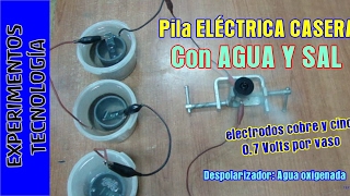 Cómo hacer una pila eléctrica con agua y sal How to make a salt water battery [upl. by Jabez]