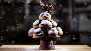 The Christmas tree of chocolate sweets Profiteroles cookies cake [upl. by Grory]