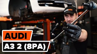 How to change front anti roll bar link on AUDI A3 2 8PA TUTORIAL AUTODOC [upl. by Narbig]