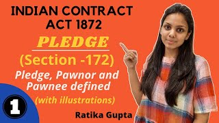 Section172 Pledge Pawnor Pawnee defined Contract Act 1872 [upl. by Xyno]