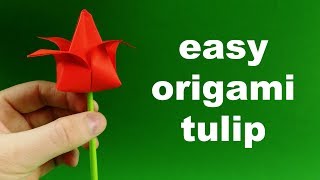 how to make Easy Paper Tulip Origami Flower [upl. by Georgi]