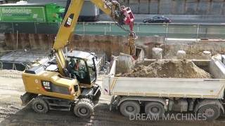 CATERPILLAR M318F  HITACHI ZAXIS 250 BAGGER  MEGA AUTOBAHN BAUSTELLE DOKU 43 [upl. by Devlin]