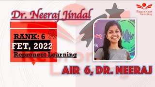 Dr Neeraj Jindal Rank 6 FET 2022 OBG [upl. by Aztiley]