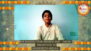 Sankeerth Akella  Music  RVR RISING STAR AWARDS 2020 [upl. by Kitchen]