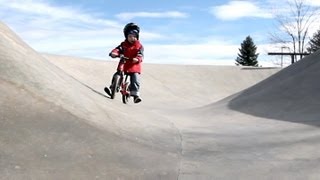 A 3 year old and his Strider bike in the skate park Strider bikes rule [upl. by Benn]