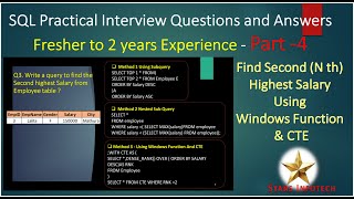 Part 6 SQL Practical Interview Question  Find Second Highest Salary Using Windows Function and CTE [upl. by Haliek]