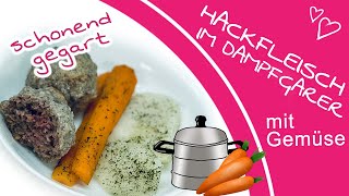 Rezept für Hackfleisch Frikadellen im Dampfgarer mit Gemüse  Rezeptideen fürs Mittagessen [upl. by Ecyak102]