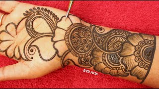 Very beautiful stylish front hand mehandi ka design  easy mehendi design  Simple wedding mehndi [upl. by Florencia]