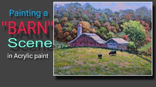 Learn to paint this Red barn in AcrylicsTimeLapseImpressionism Landscape [upl. by Atem496]