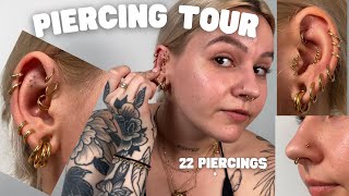 PIERCING TOUR  pain levels healing process regrets [upl. by Lilli]