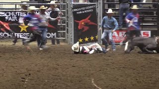 Bronc rider injured at Deschutes County Rodeo [upl. by Tterrab3]