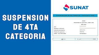 Solicitar Suspensión de Cuarta Categoría 2024  SUNAT [upl. by Acimehs]