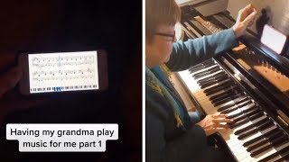 Grandma Plays Grandson Songs On Piano [upl. by Akemor]