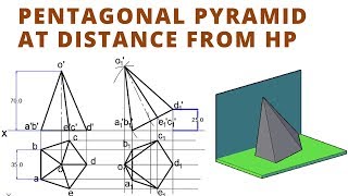 DRAW THE PROJECTIONS OF PENTAGONAL PYRAMID [upl. by Ansev297]